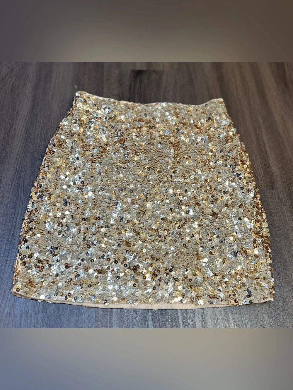 Gold Sequin Mini Skirt Festival Resort Vacation Beach Club Party Glam M - Picture 3 of 9